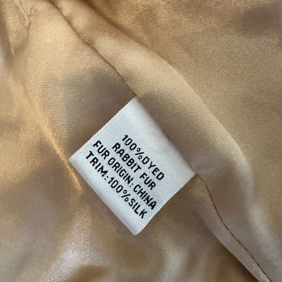 Cache rabbit fur embellished jacket coat EUC tan beige bling medium. - Picture 5 of 7